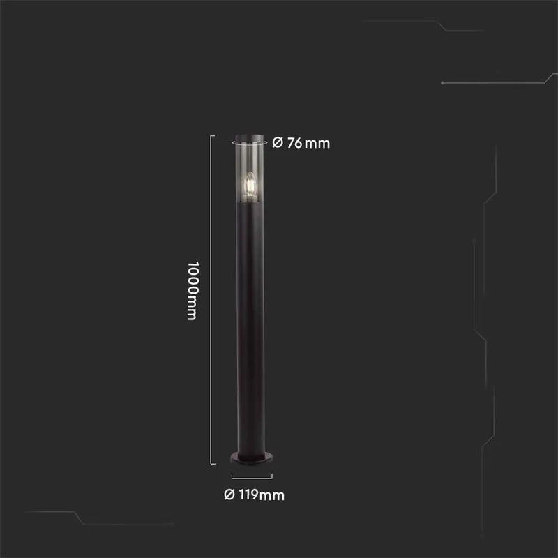 Słupek Ogrodowy V-TAC 100cm IP44 E27 VT-1185 - Czarny