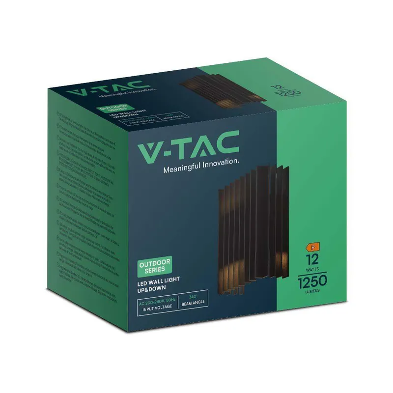 Kinkiet Ścienny V-TAC 2x6W LED Góra Dół IP65 VT-1189 3000K 1250LM - Czarny