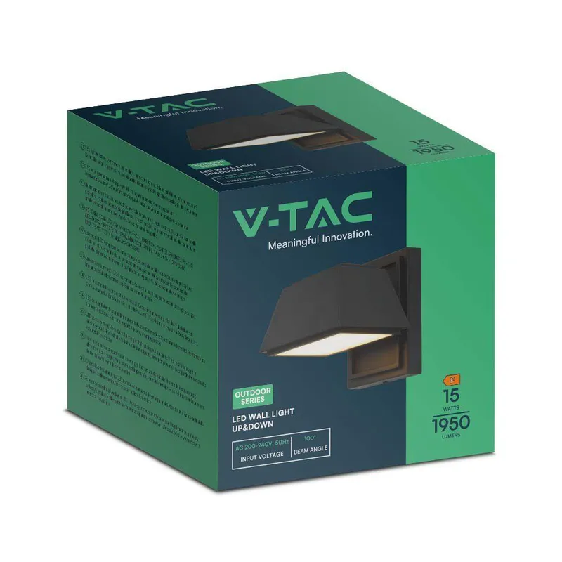 Kinkiet Ścienny V-TAC 14W LED Góra Dół IP65 VT-1192 4000K 1950LM - Czarny