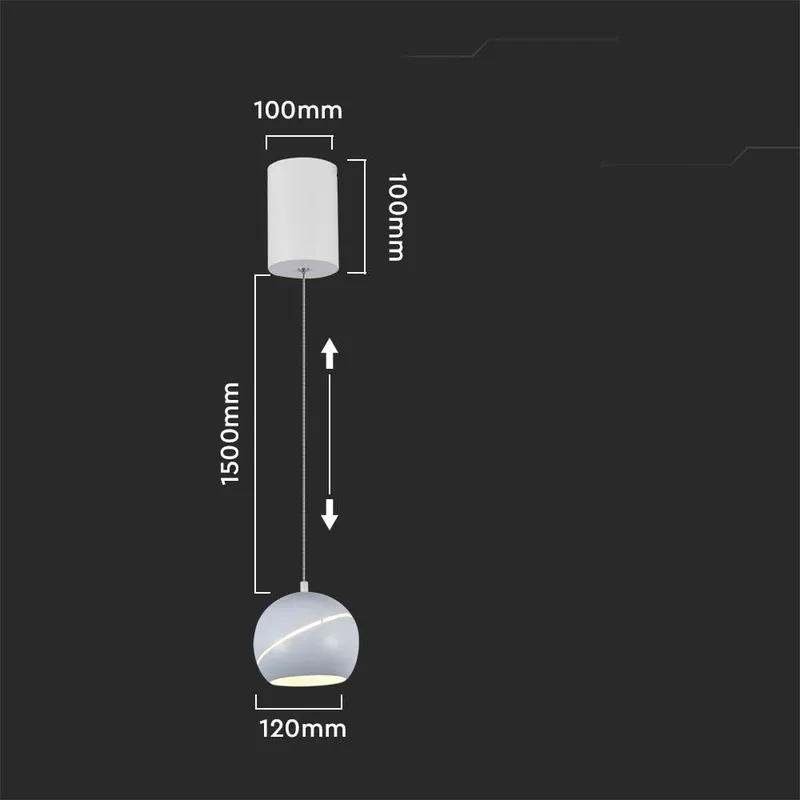 Oprawa Zwieszana V-TAC LED 8,5W 150cm Regulowana VT-7797 3000K 850LM - Biała