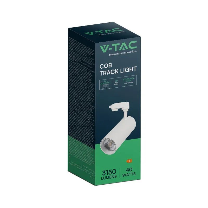 Oprawa Szynoprzewód 3F V-TAC 40W LED 35ST CCT CRI90+BIAŁA VT-47050 2700K-4000K-6000K 3150LM