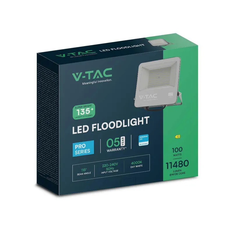 Naświetlacz LED V-TAC 100W 135LM/W SAMSUNG CHIP VT-44101 6500K 11480LM 5 Lat Gwarancji - Czarny