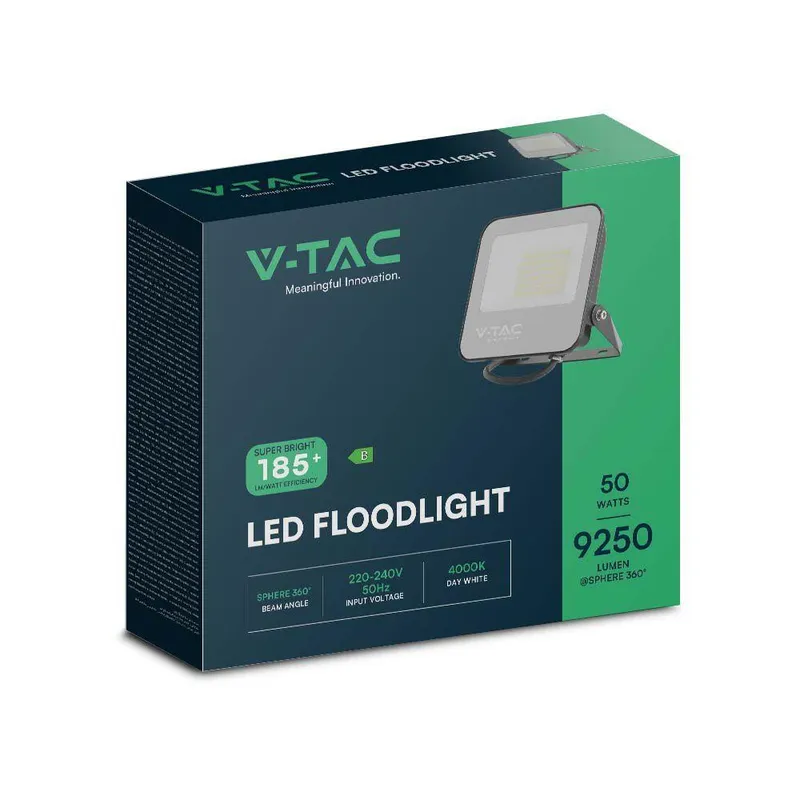 Naświetlacz LED V-TAC 50W 185LM/W VT-4456 6500K 9250LM - Czarny
