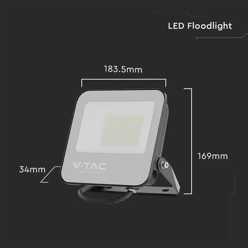 Naświetlacz LED V-TAC 50W 185LM/W VT-4456 6500K 9250LM - Czarny