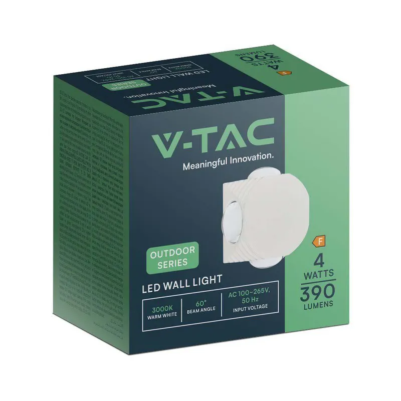 Oprawa Ścienna Góra Dół V-TAC 4W LED IP54 VT-2544 3000K 390LM - Biała