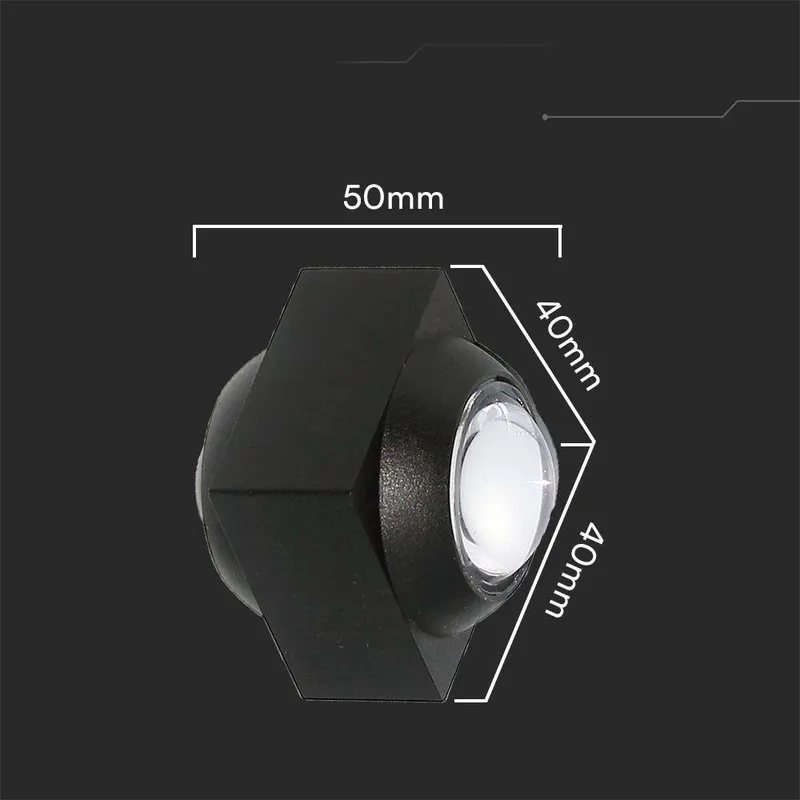 Oprawa Ścienna Góra Dół V-TAC 2W LED IP54 VT-2503 4000K 200LM - Czarna