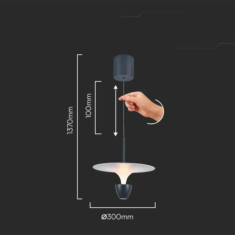 Oprawa Zwieszana V-TAC 9W LED Biały+szary VT-7832 3000K 1000LM