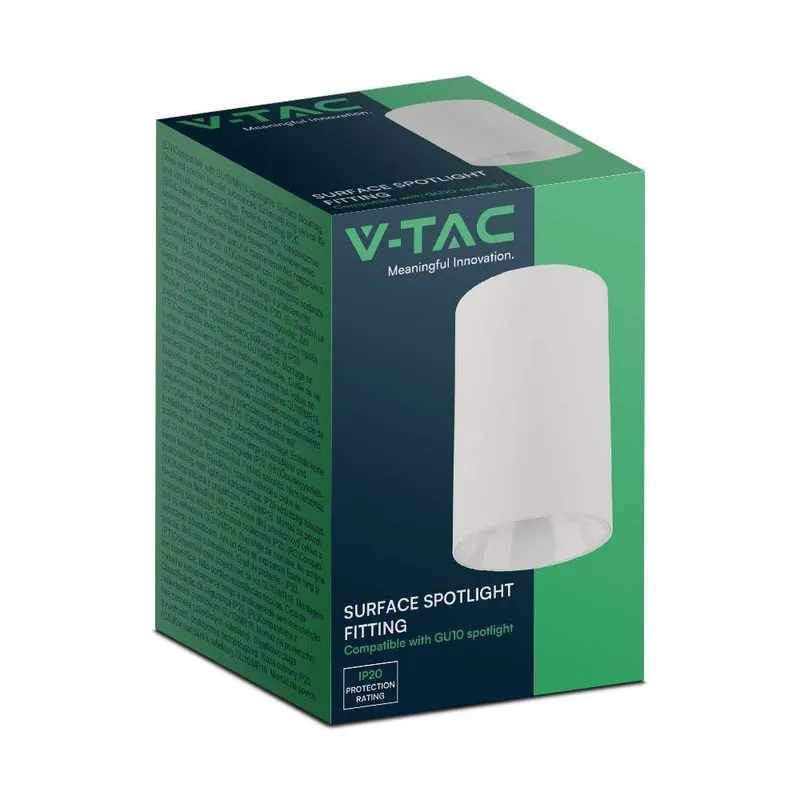 Oprawa Sufitowa V-TAC GU10 Okrągła Natynkowa Tuba 65x100mm VT-1131 3 Lata Gwarancji - Biała