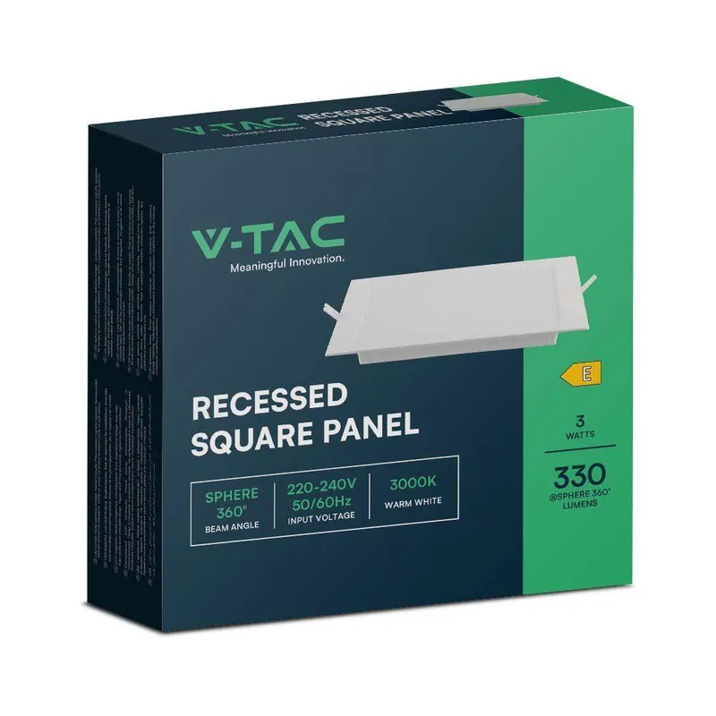 Panel LED V-TAC Wpuszczany Premium Downlight 3W Kwadrat 90x90 VT-61003 4000K 330LM