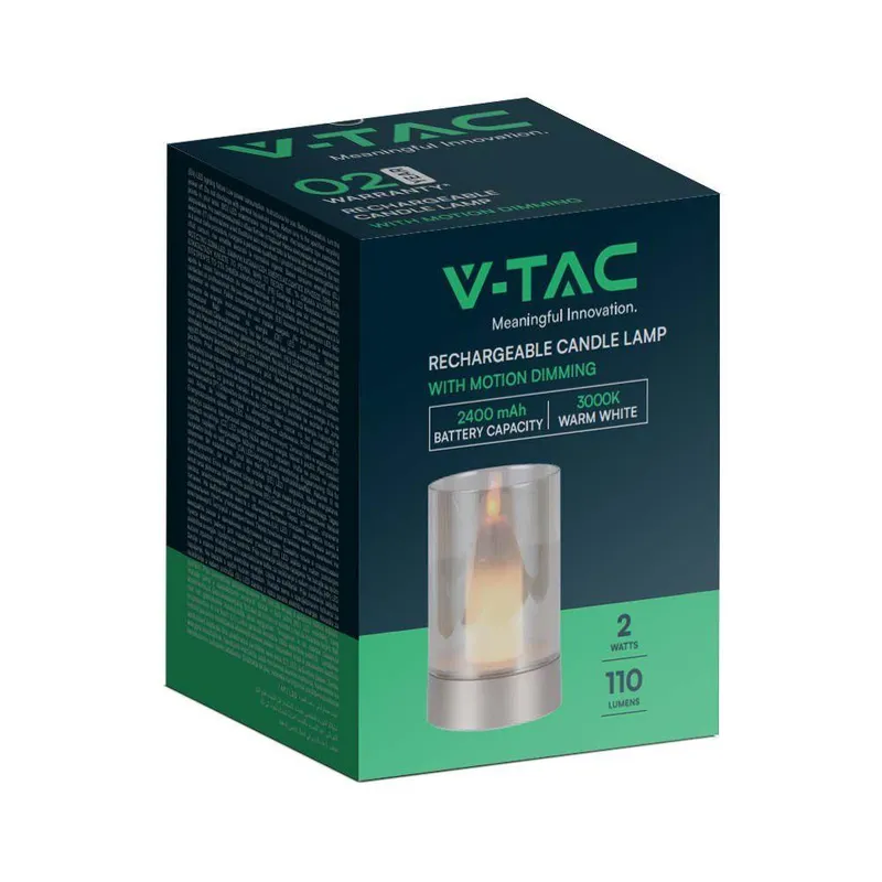 Lampka Nocna Światło Świecy V-TAC 3W LED Ładowanie USB Ściemnianie VT-7564 3000K 110LM - Złota