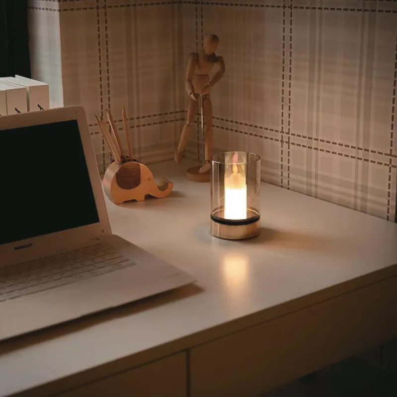 Lampka Nocna Światło Świecy V-TAC 3W LED Ładowanie USB Ściemnianie VT-7564 3000K 110LM - Złota