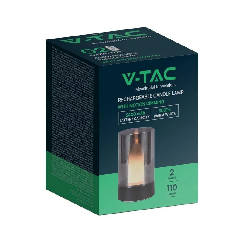 Lampka Nocna Światło Świecy V-TAC 3W LED Ładowanie USB Ściemnianie VT-7564 3000K 110LM - Czarna