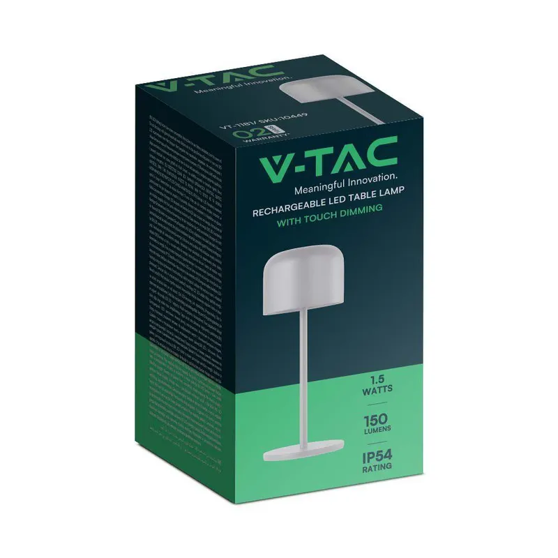 Lampka Stołowa Nocna V-TAC 1,5W LED 21cm Ładowanie Ściemnianie VT-1181 2700K-5700K 150LM - Biała