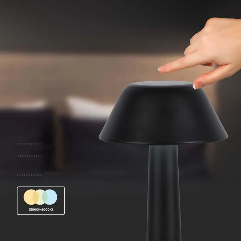 Lampka Stołowa Nocna V-TAC 2W LED 23cm Ładowanie USB CCT Ściemnianie VT-7566 3000K-6000K 40LM - Czarna