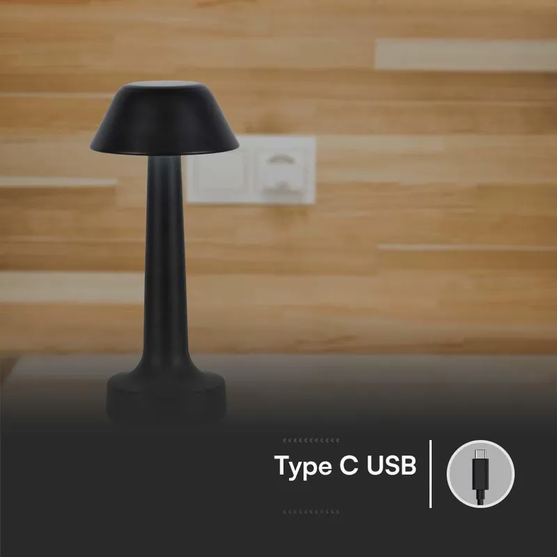 Lampka Stołowa Nocna V-TAC 2W LED 23cm Ładowanie USB CCT Ściemnianie VT-7566 3000K-6000K 40LM - Czarna