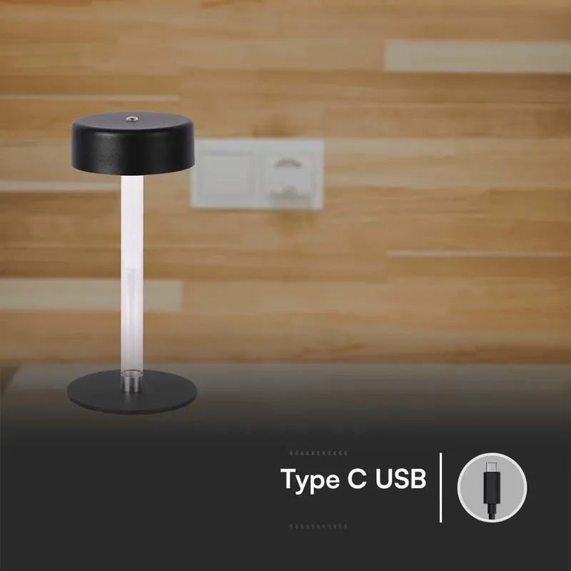 Lampka Stołowa Nocna V-TAC 3W LED 23cm Ładowanie USB CCT Ściemnianie VT-7567 3000K-6000K 210LM - Czarna
