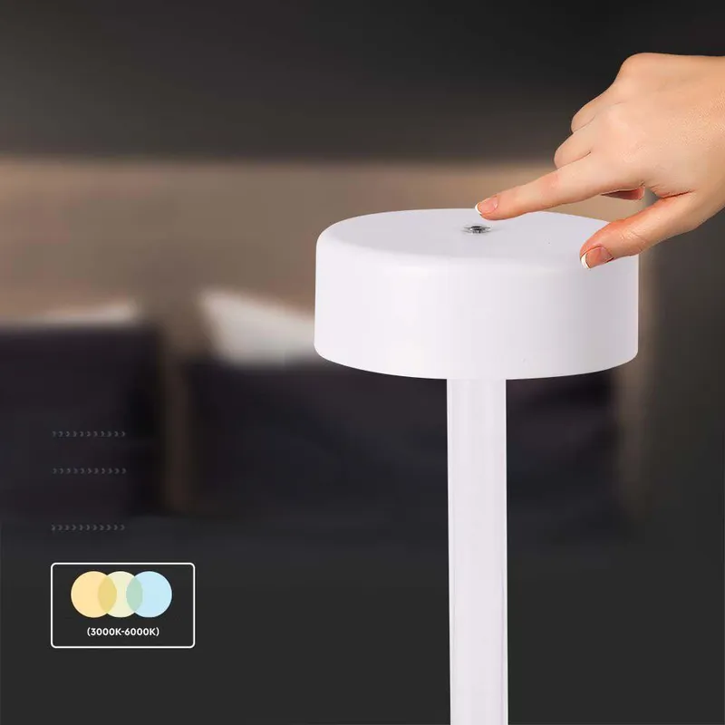 Lampka Stołowa Nocna V-TAC 3W LED 23cm Ładowanie USB CCT Ściemnianie VT-7567 3000K-6000K 210LM - Biała