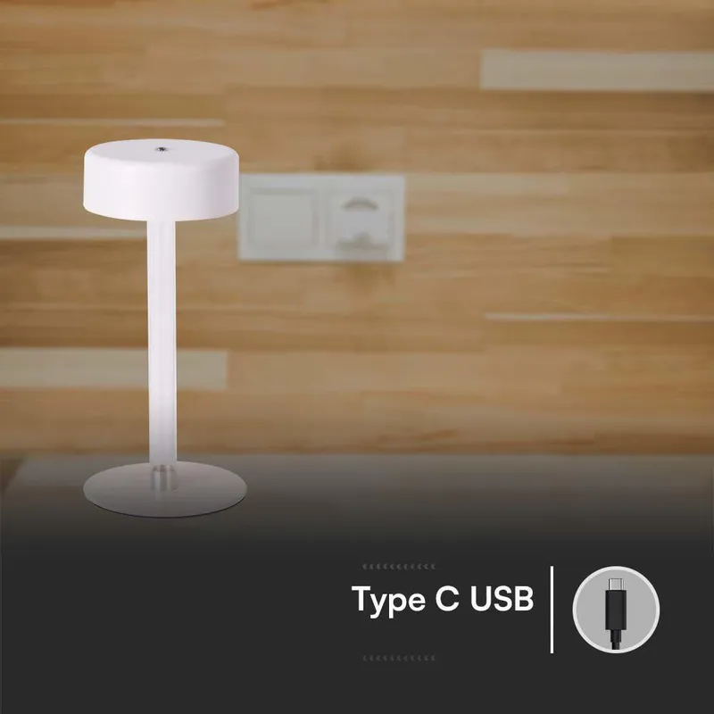 Lampka Stołowa Nocna V-TAC 3W LED 23cm Ładowanie USB CCT Ściemnianie VT-7567 3000K-6000K 210LM - Biała
