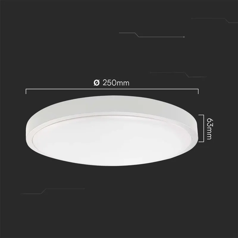Oprawa Sufitowa Plafoniera V-TAC 18W LED Okrągły 25cm Natynkowy IP44 VT-8618 3000K 1830LM - Biały