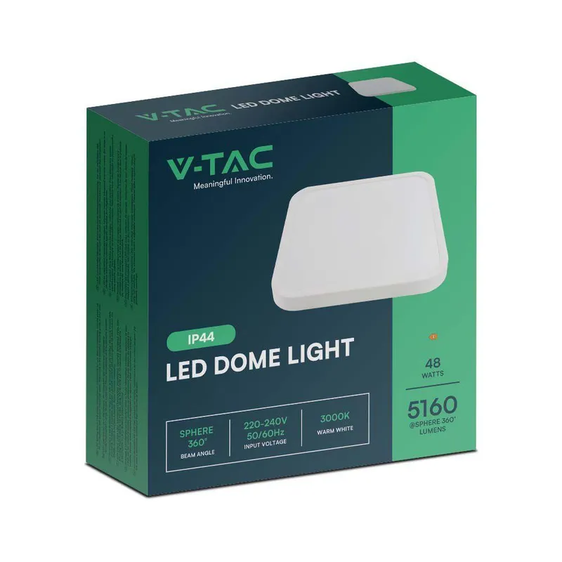 Oprawa Sufitowa Plafoniera V-TAC 48W LED Kwadrat 42x42cm Natynkowy IP44 VT-8630 3000K 5160LM - Biały