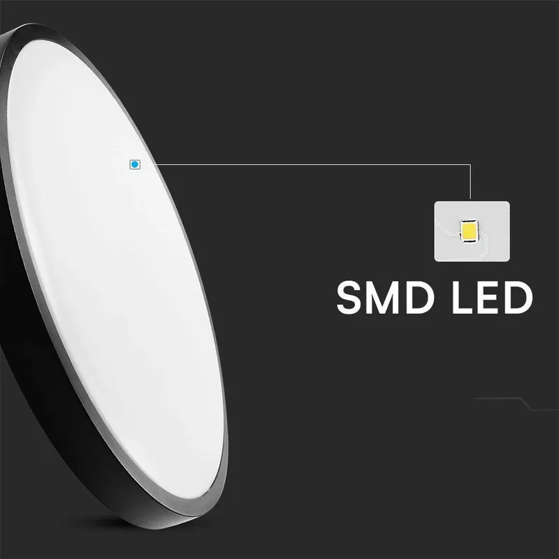 Oprawa Sufitowa Plafoniera V-TAC 36W LED Okrągły 35cm Natynkowy IP44 VT-8630B 4000K 3820LM - Czarny