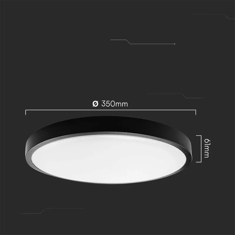 Oprawa Sufitowa Plafoniera V-TAC 24W LED Okrągły 35cm Natynkowy Pilot Czujnik Ruchu IP44 VT-8624S 4000K 2500LM - Czarny
