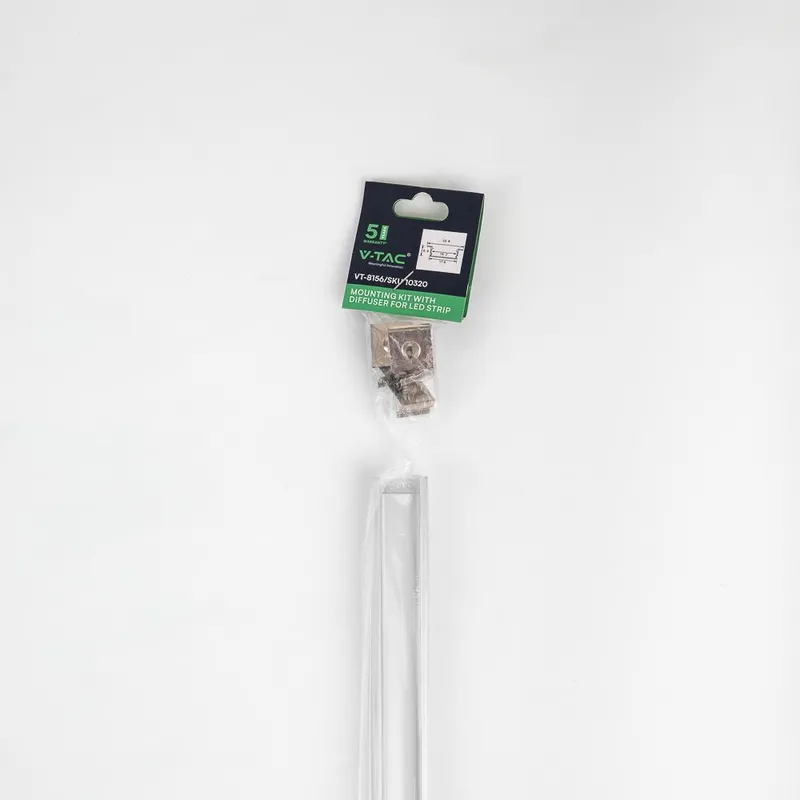 Profil Do LED Zestaw, ALU Anodowany Wpuszczany Cienkościenny V-TAC 2mb Klosz Mleczny 24,7x7mm VT-8106