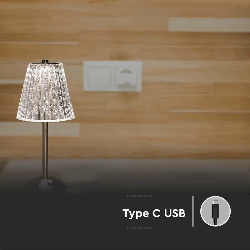 Lampka Stołowa Nocna V-TAC 3W LED 29cm Ładowanie USB Ściemnianie Piaskowy Brąz VT-1033 3000K-6000K 210LM