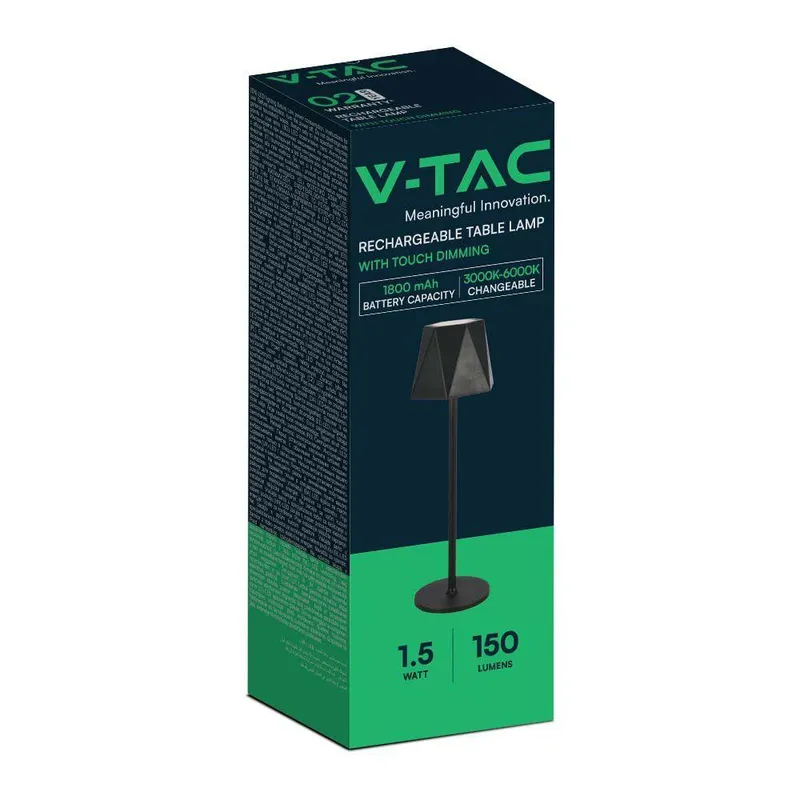 Lampka Stołowa Nocna V-TAC 4W LED 37cm Ładowanie USB Ściemnianie VT-1034 3000K-6000K 150LM - Czarna