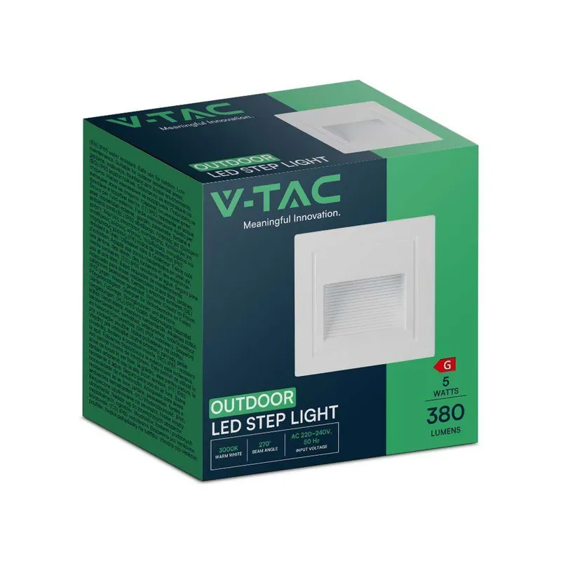 Oprawa Schodowa LED V-TAC 5W LED Kwadrat 230V VT-1129 3000K 380LM - Biała