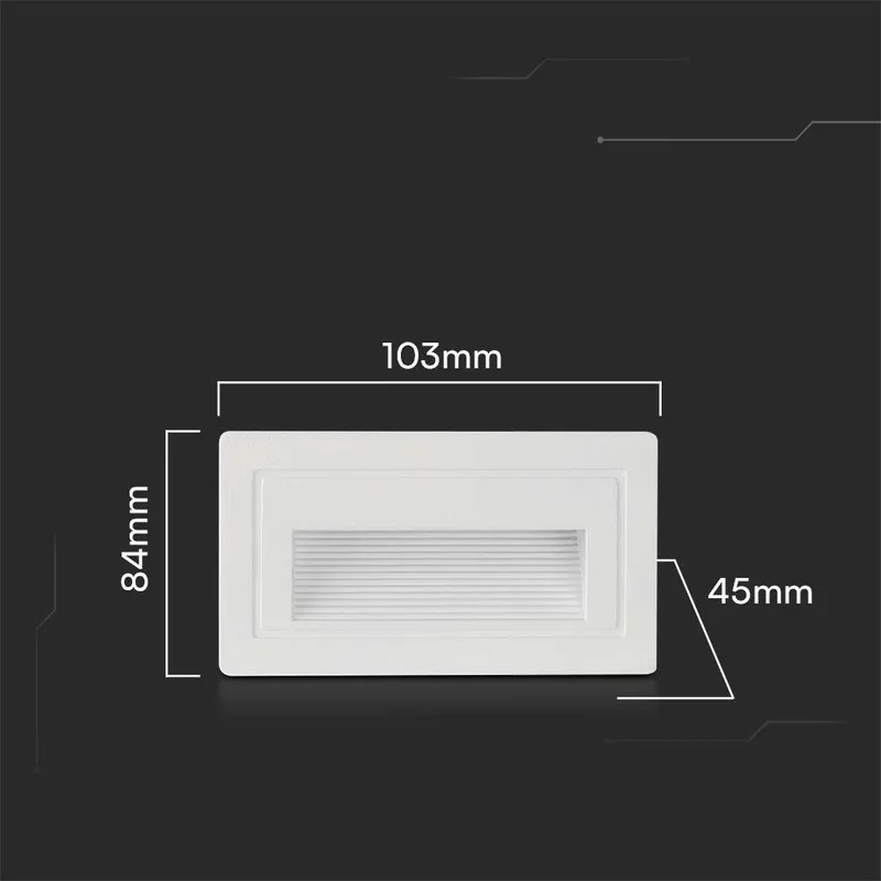 Oprawa Schodowa LED V-TAC 3W LED Prostokąt 230V VT-1130 3000K 180LM - Biała