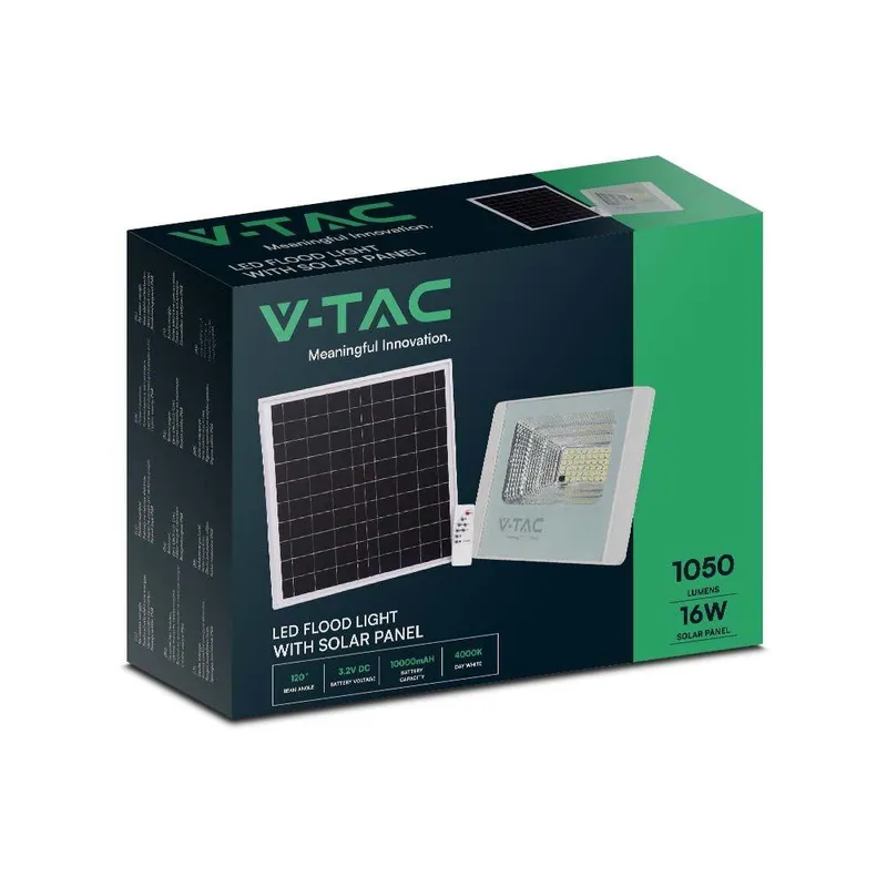 Naświetlacz LED Solarny V-TAC 16W IP65 Pilot Timer VT-40W 6000K 1050LM - Biały