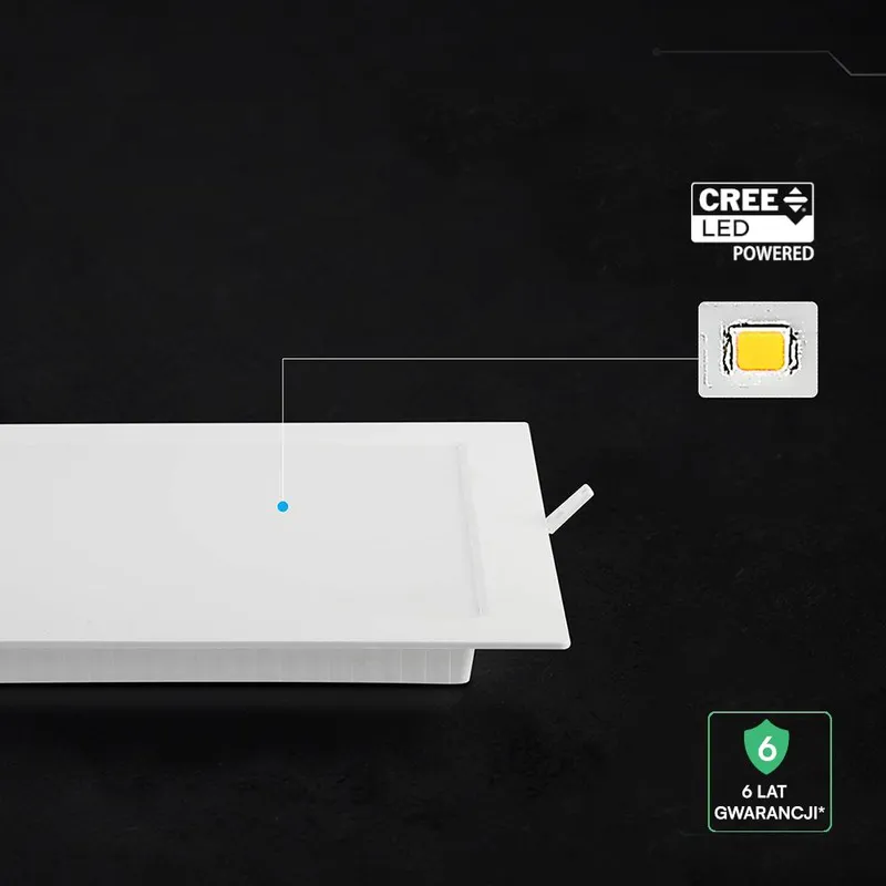 Panel Wpuszczany Downlight V-TAC 18W LED CREE CHIP Kwadrat 295x295mm VT-61024CCT 3000K-4000K-6500K 2640LM 6 Lat Gwarancji
