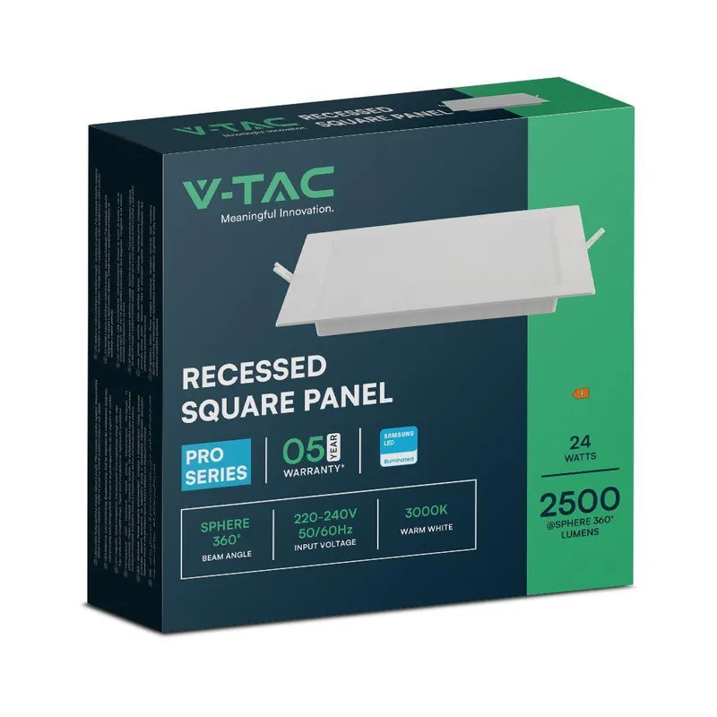 Panel Wpuszczany Downlight V-TAC 18W LED SAMSUNG CHIP Kwadrat 295x295mm VT-61024SQ-S 6500K 2640LM 5 Lat Gwarancji
