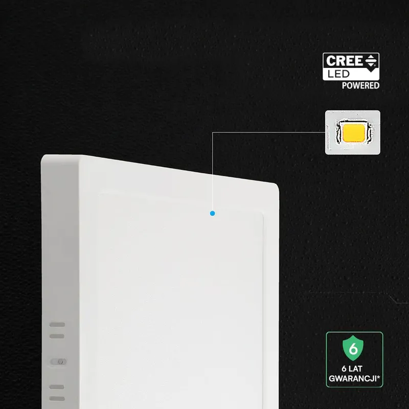 Panel Natynkowy Downlight V-TAC 6W LED CREE CHIP Kwadrat 120x120mm VT-60006CCT 3000K-4000K-6500K 630LM 6 Lat Gwarancji