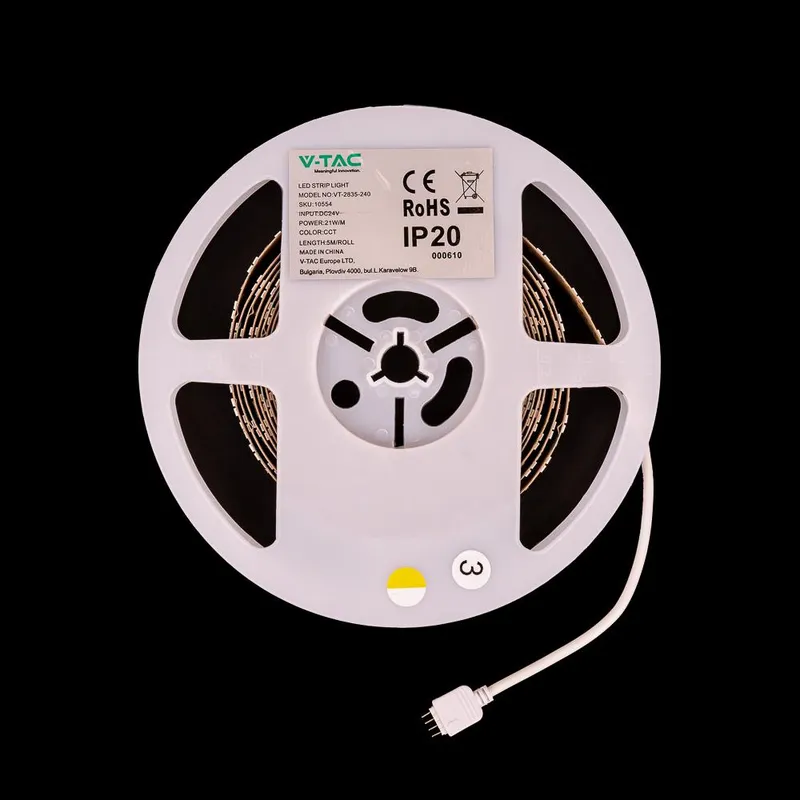 Taśma LED V-TAC Podwójna SMD2835 CCT 3w1 240LED 24V 21W/M VT-2835 2700K-6500K 2340LM