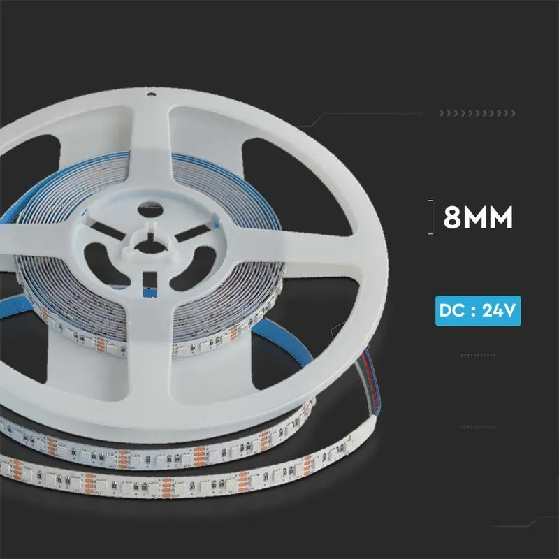 Taśma LED V-TAC 24V SMD3535 600LED IP20 12W/M 8mm VT-3535 RGB
