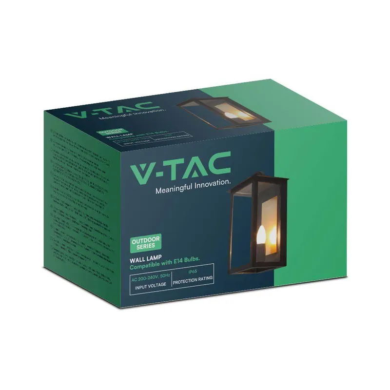 Kinkiet Ścienny V-TAC E14 Klasyczny Loft IP65 VT-1190 - Czarny