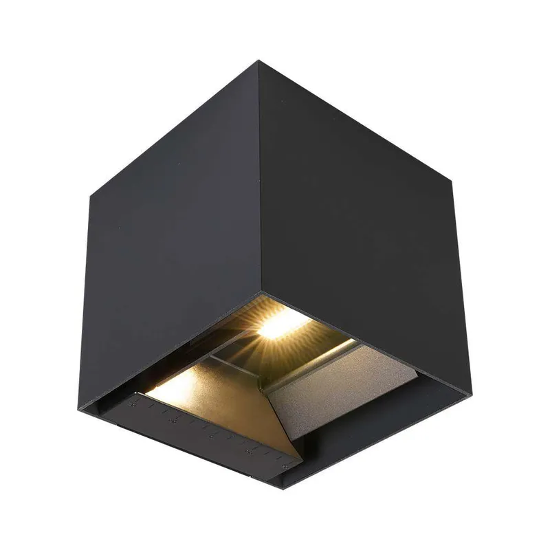 Oprawa Ścienna Solarna V-TAC 9W LED COB Regulowana Kostka 15x15cm IP65 VT-11109 3000K 860LM - Czarna