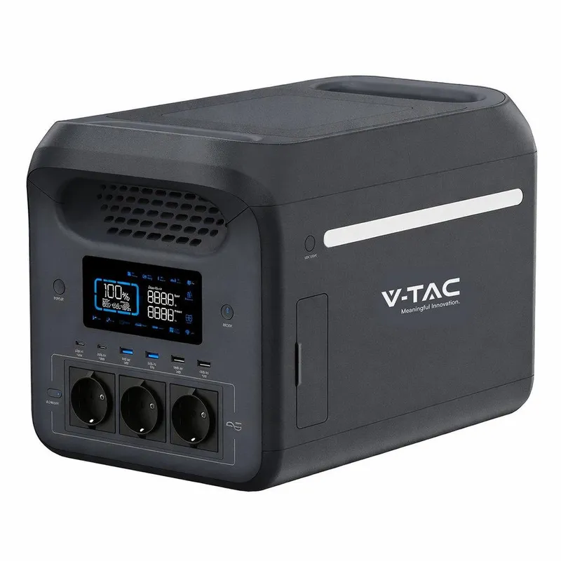 Przenośny Magazyn Energii, Stacja Zasilania, Powerbank V-TAC 1800W 1024WH LIFEPO4 UPS WIFI SR1KW8L-SG2-UV