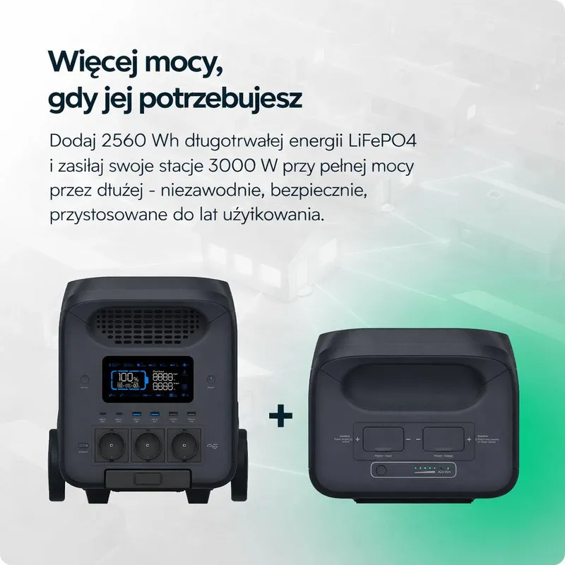 Przenośny Magazyn Energii, Stacja Zasilania, Powerbank V-TAC Rozszerzenie 2560WH 51.2V SA2KW5L-BG-1-UV