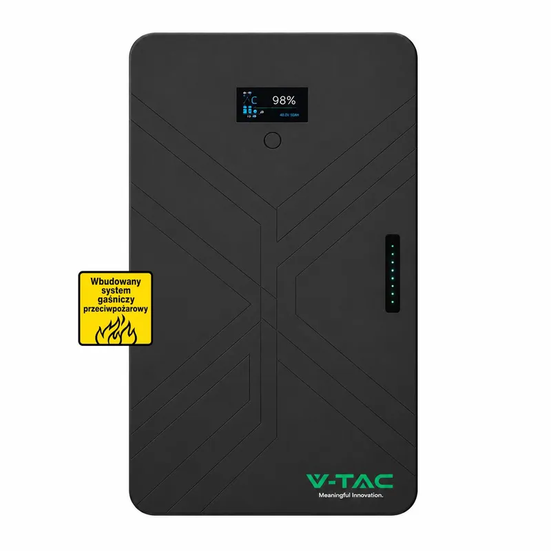 Magazyn Bank Energii V-TAC 15cm Ultra Slim 14.33WH 280AH/51.2V 140A LFP BMS VT-14033 10 Lat Gwarancji - Czarny