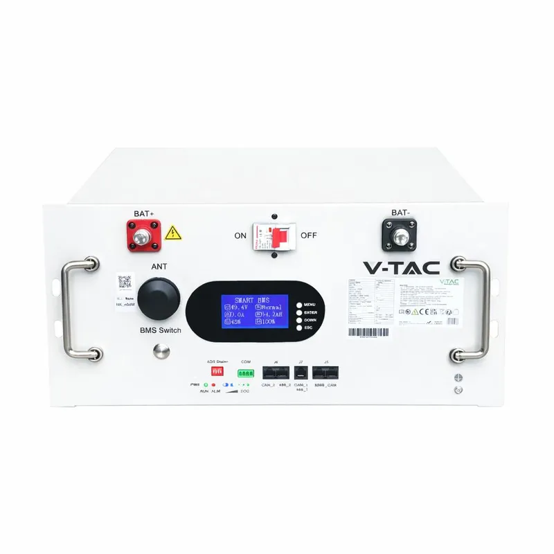 Magazyn Bank Energii V-TAC 9.6KWH 48V 200Ah LIFEPO4 Rack BMS Obudowa VT-91600 10 Lat Gwarancji - Biała