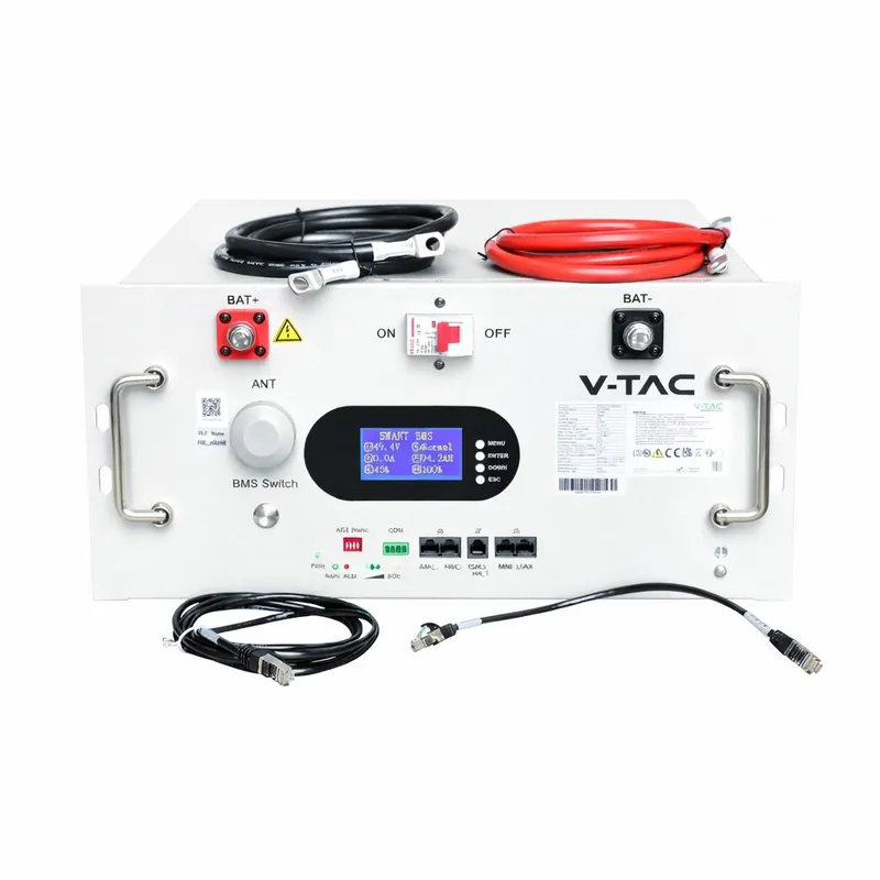 Magazyn Bank Energii V-TAC 9.6KWH 48V 200Ah LIFEPO4 Rack BMS Obudowa VT-91600 10 Lat Gwarancji - Biała