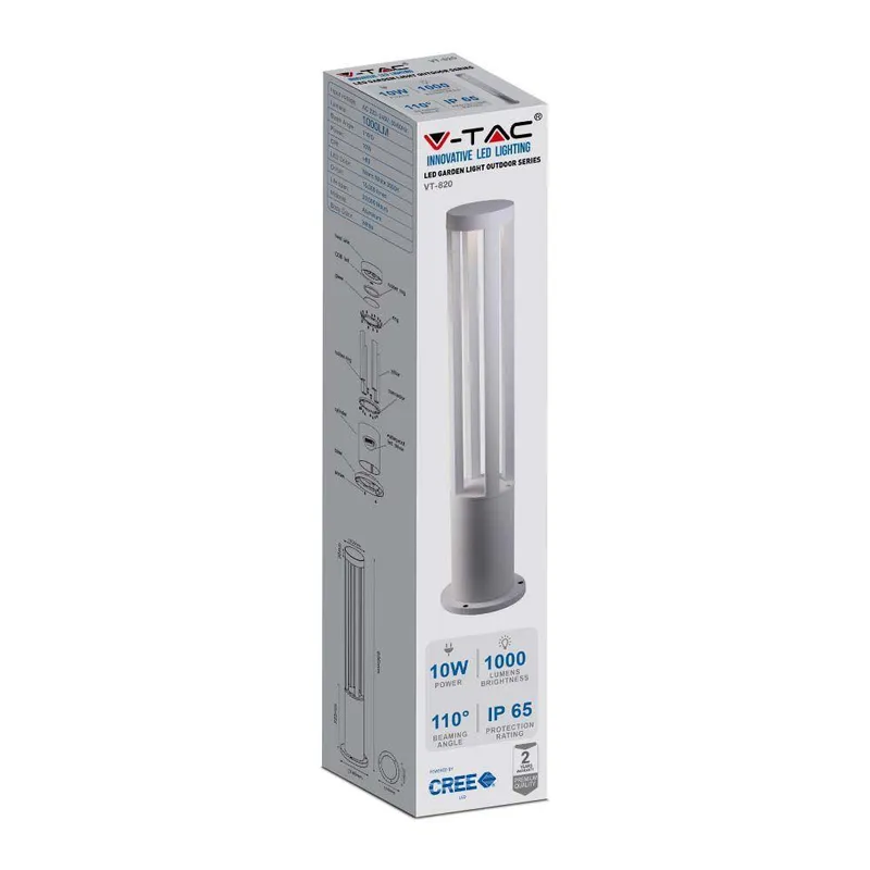 Słupek Ogrodowy V-TAC 10W LED IP65 80cm VT-820 4000K 1000LM - Biały