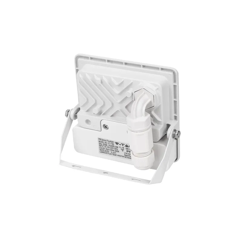 Naświetlacz LED V-TAC 10W SAMSUNG CHIP Czujnik Ruchu Z Mufą VT-118S 4000K 735LM 5 Lat Gwarancji - Biały