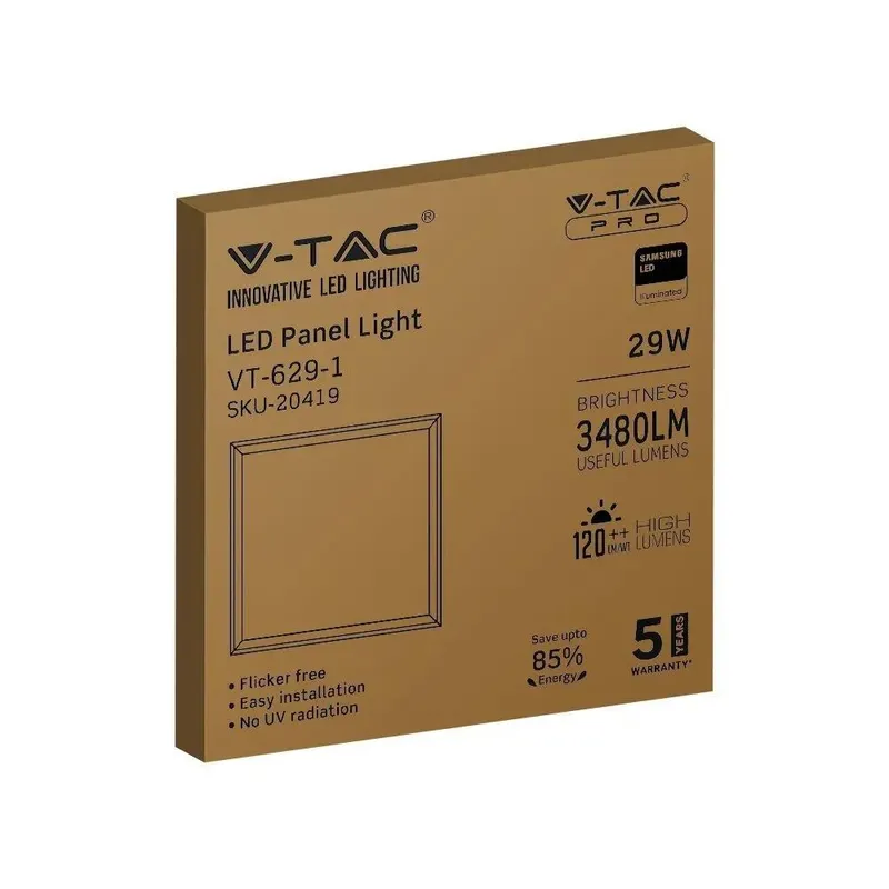 Panel LED V-TAC 29W 60x60 SAMSUNG CHIP 120LM/W VT-629-1 4000K 3480LM 5 Lat Gwarancji