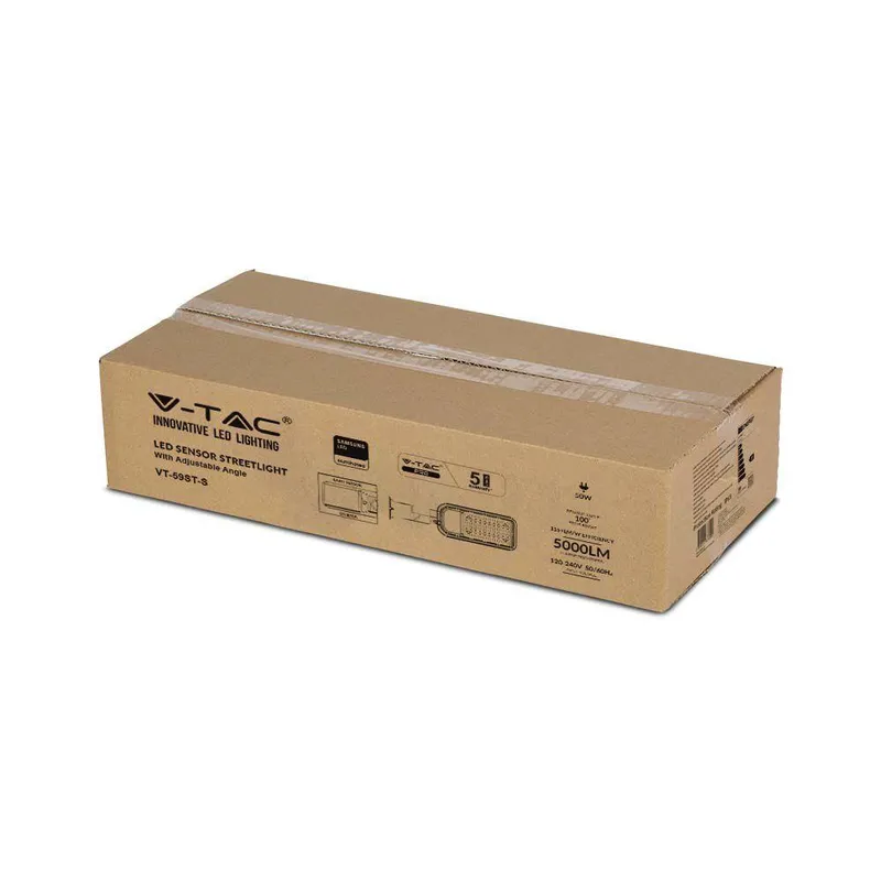 Oprawa Uliczna LED V-TAC SAMSUNG CHIP Z Regulacją I Czujnikiem Światła 50W 100LM/W VT-59ST-S 6500K 5000LM 5 Lat Gwarancji