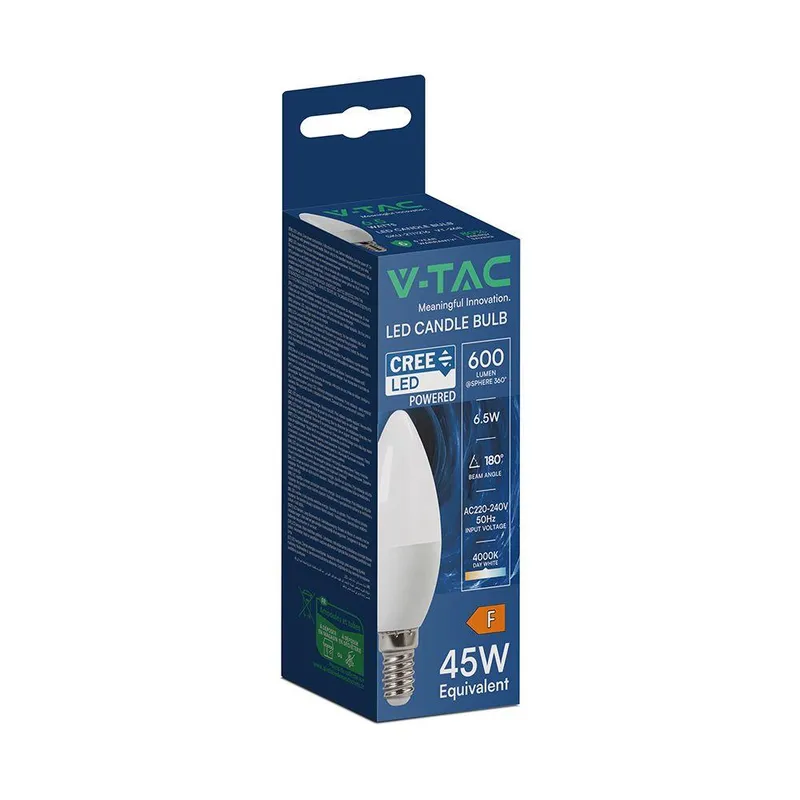 Żarówka LED V-TAC CREE CHIP 6,5W E14 Świeczka VT-268 4000K 600LM 6 Lat Gwarancji