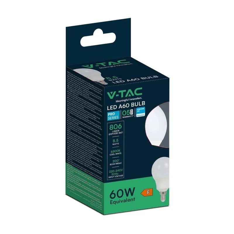 Żarówka LED V-TAC SAMSUNG CHIP 8,5W E14 Kulka VT-269 3000K 806LM 5 Lat Gwarancji
